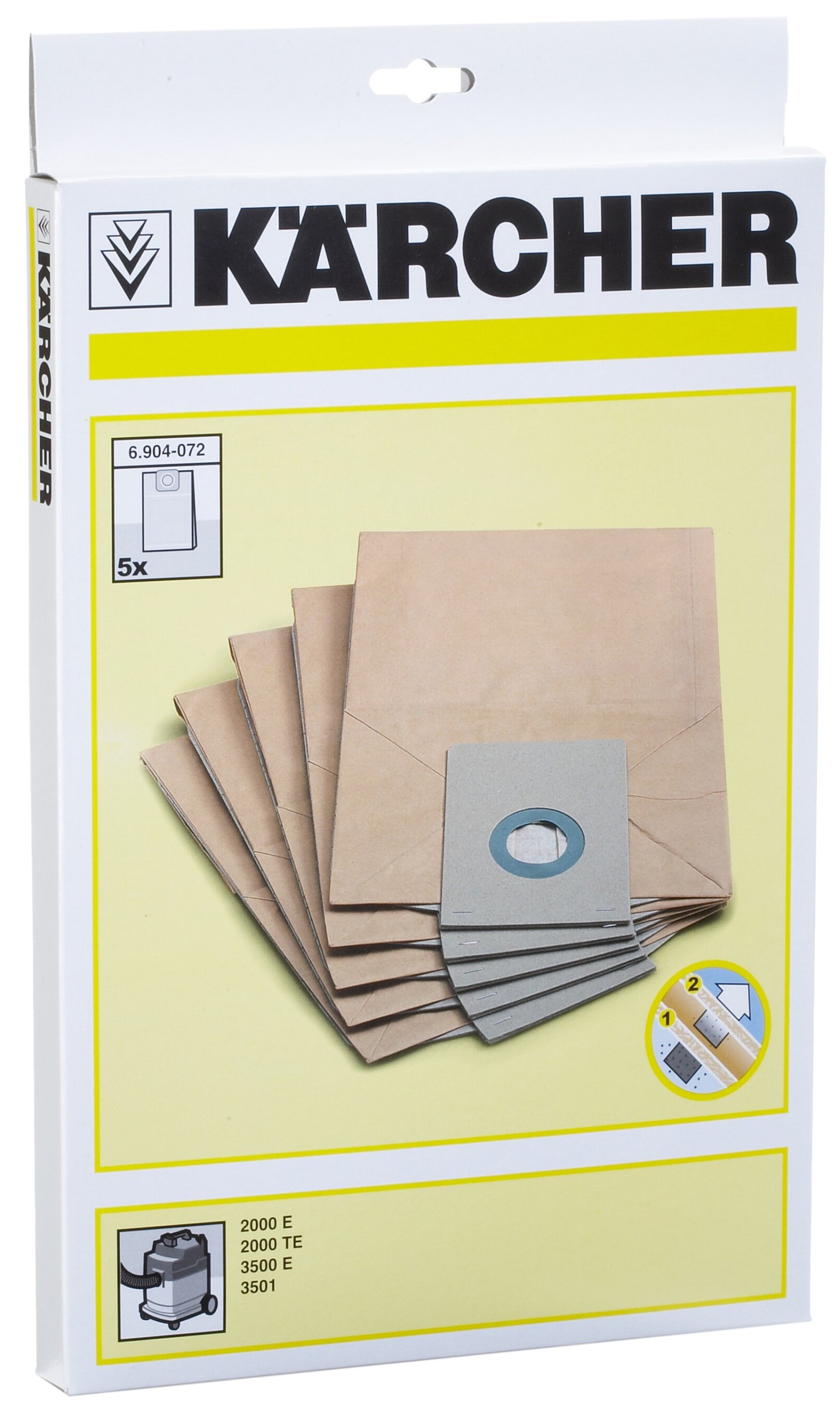 Karcher A2000E 2000TE 3500E 3501E Series Vacuum Cleaner Filter Bags - 5 Pack | Replacement Dust Bags for Karcher Canister Vacuums | Ideal for Home Cleaning, Pet Hair Removal & Allergen Reduction