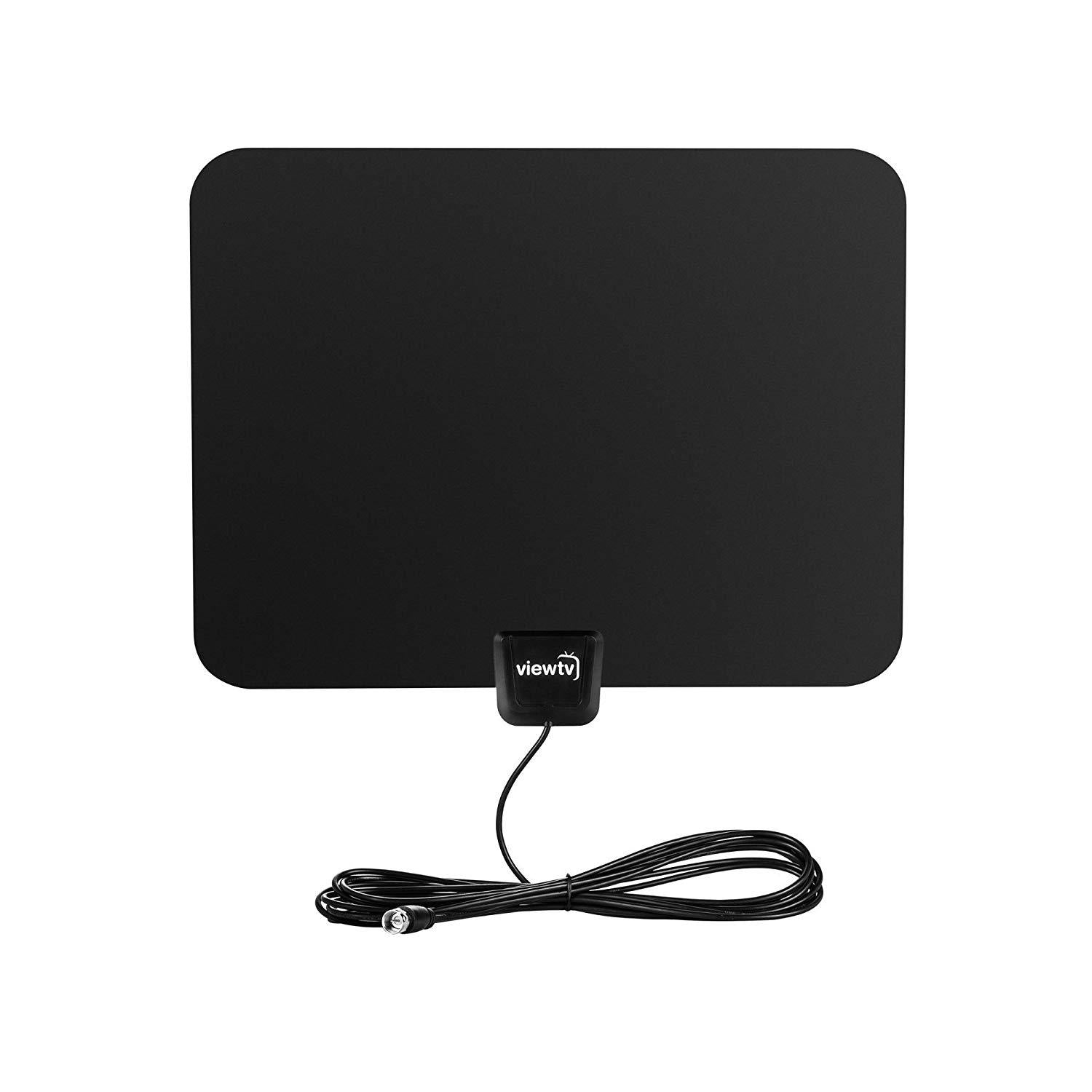 Digital Amplified HDTV Antenna - Indoor Flat UHF/VHF TV Antenna with Detachable Signal Booster for 1080P HD Channels | Perfect for Home, Apartment & RV Use
