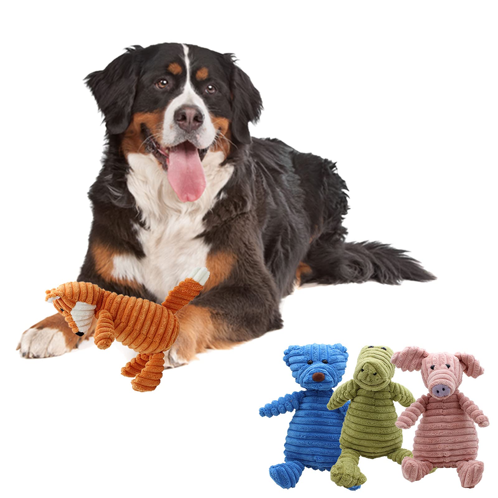 Durable Interactive Plush Dog Chew Toys for Puppies & Medium Dogs - Cute Fox Stuffed Animal with Crinkle Paper & Funny Sounds - Perfect for Teething, Playtime & Training Sessions