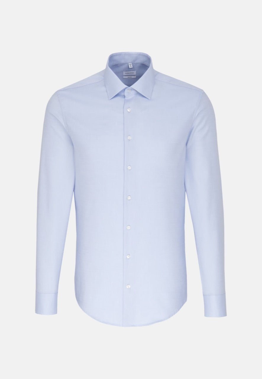 SEIDENSTICKER Men's Premium Business Dress Shirt - Classic Blue - Slim Fit Formal Shirt for Office, Interviews & Professional Events