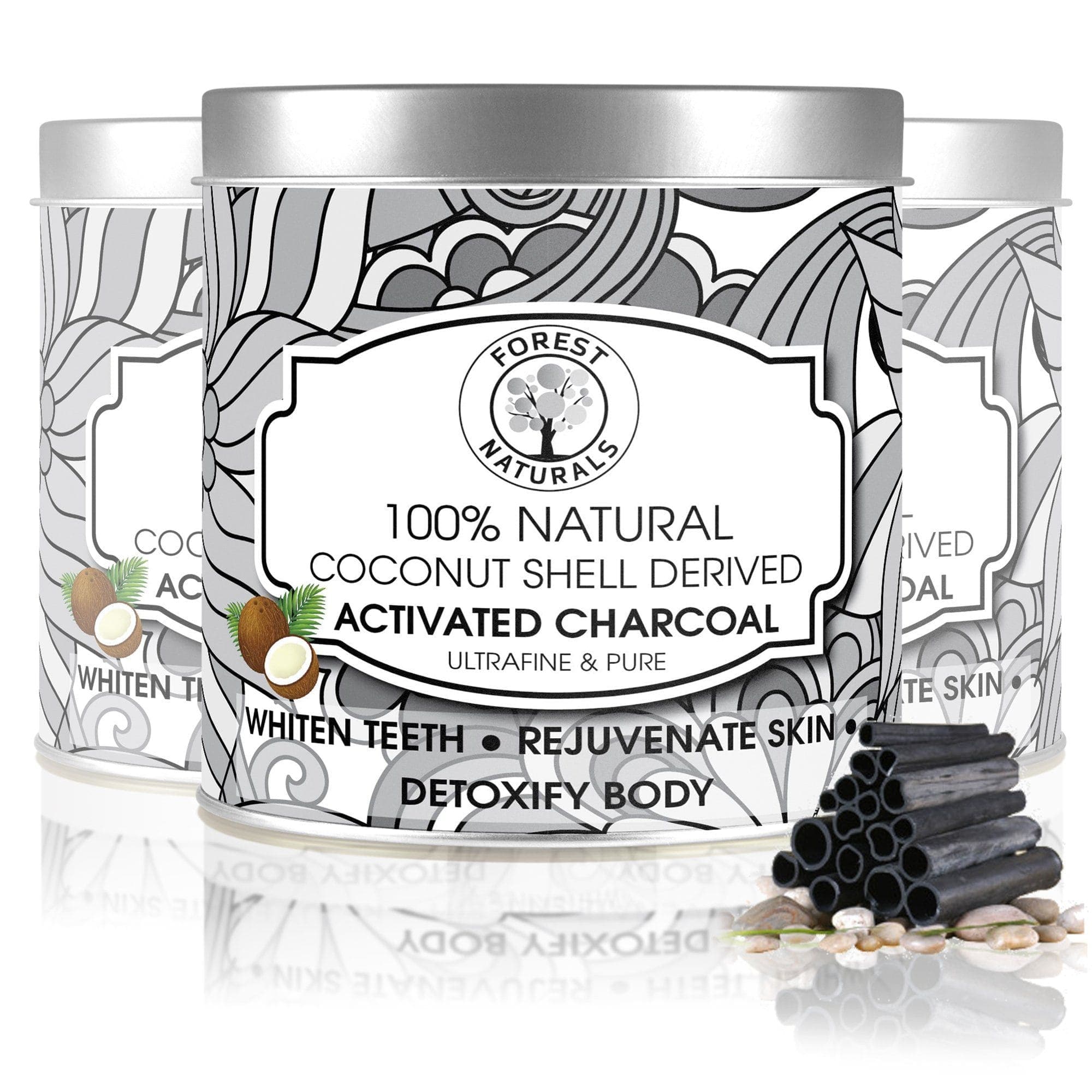 Dr Trust USA Forest Naturals Natural Coconut Shell Activated Charcoal Powder (250g) - Detox, Teeth Whitening & Water Filtration for Home & Travel Use