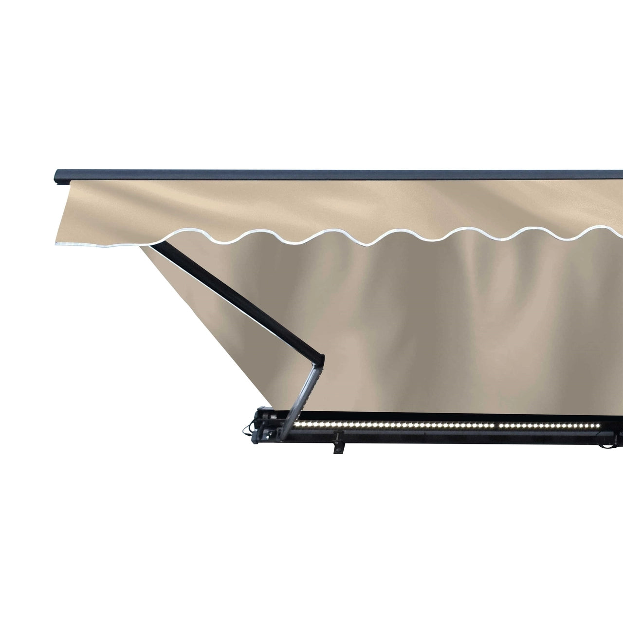 Aleko 20x10 Feet Half Cassette Motorized Retractable LED Patio Awning - Ivory Luxury Outdoor Shade Solution for Deck, Garden & Backyard Relaxation
