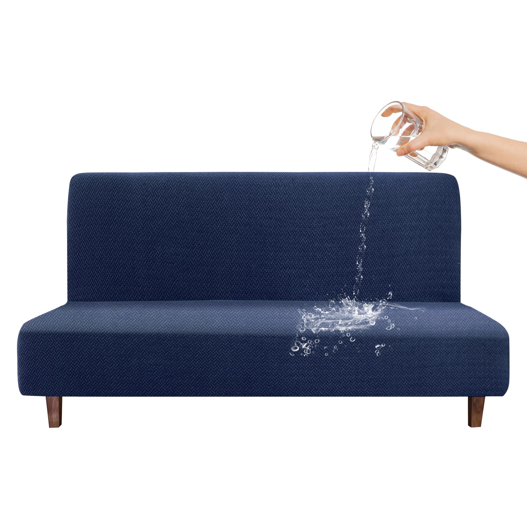 100% Waterproof Futon Covers - Leakproof Armless Sofa Protector | Stretch Jacquard Sofa Bed Cover | Washable Slipcover for Kids & Pets | Perfect for Living Room, Bedroom & Pet-Friendly Homes