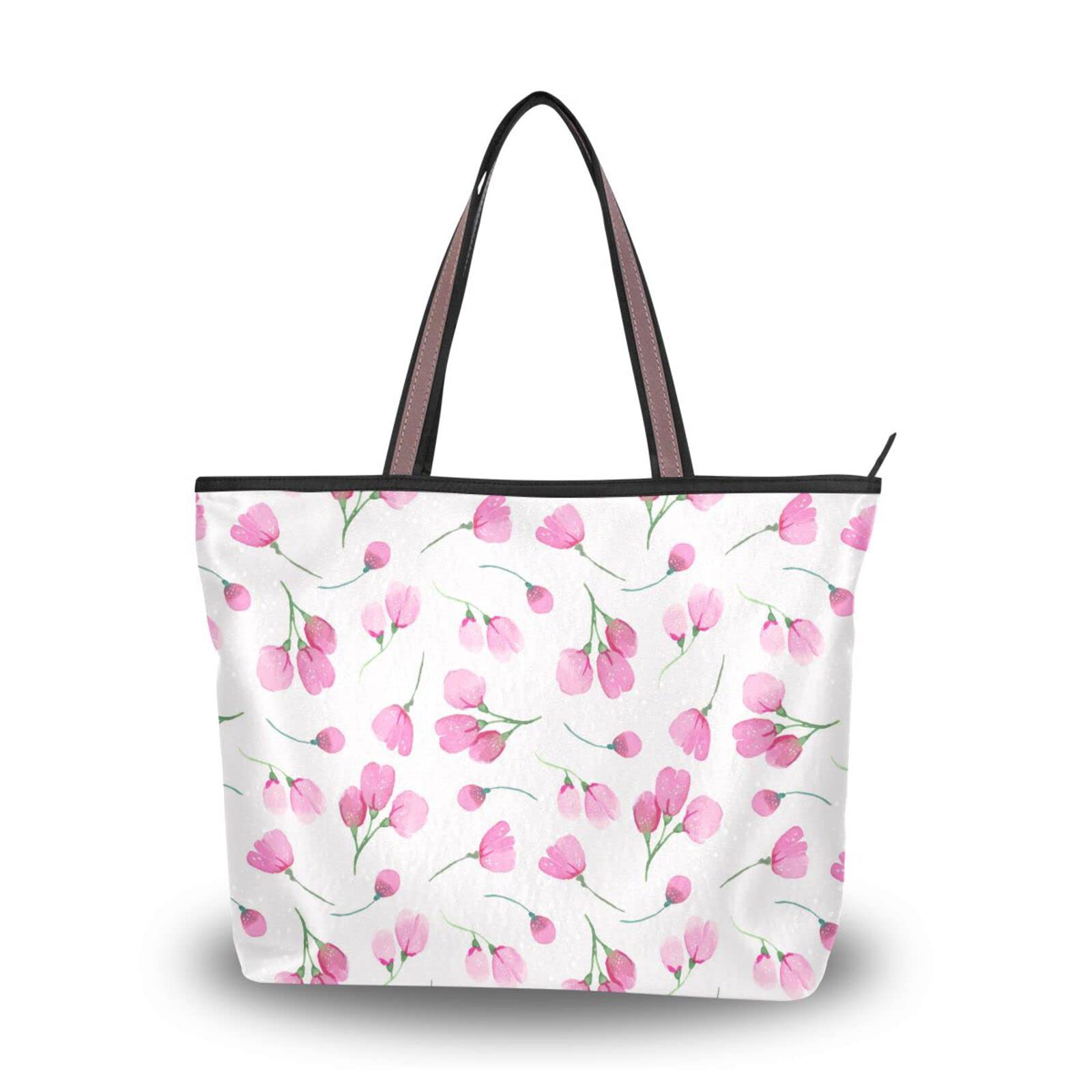 Stylish Pink Watercolor Floral Tote Bag for Women - Reusable Shoulder Handbag, Beach Bag & Travel Tote - Perfect for Shopping, Beach Trips and Daily Use