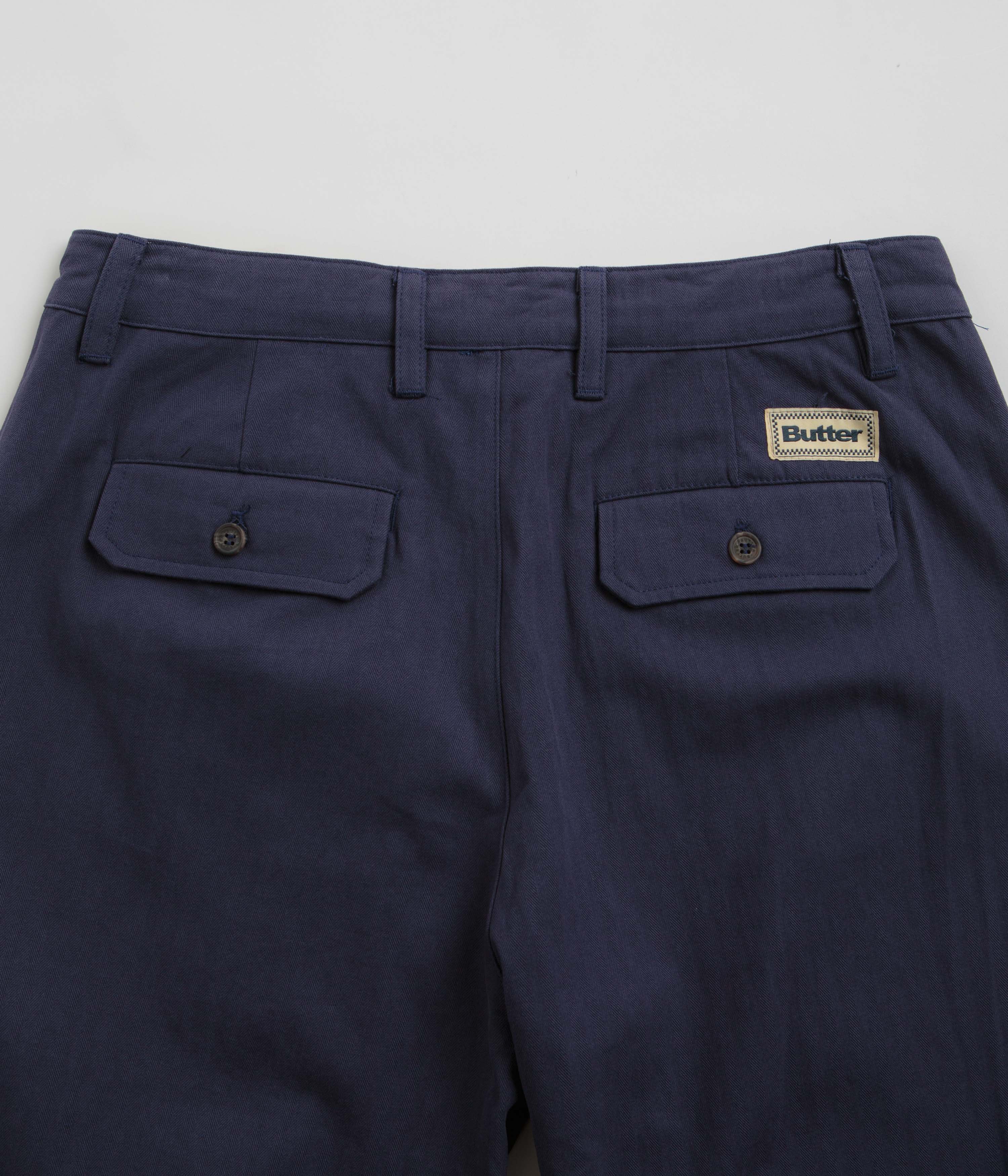 Butter Goods Pleated Trousers for Men - Classic Navy Blue Dress Pants for Business Casual & Office Wear