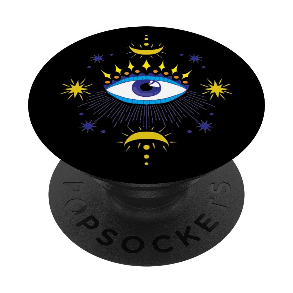 Evil Eye Moon & Stars PopSockets PopGrip - Swappable Phone Grip for iPhone, Samsung & Tablets - Perfect for Protection & Style in Daily Use, Travel & Work