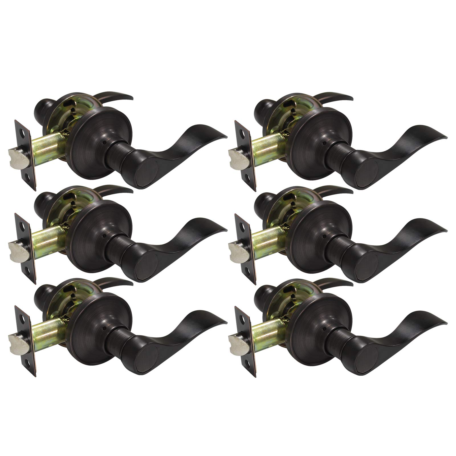 Gobrico 6-Pack Oil Rubbed Bronze Hallway Closet Levers - Keyless Passage Door Handles with Drop Handle Design for Bedrooms, Bathrooms & Interior Doors