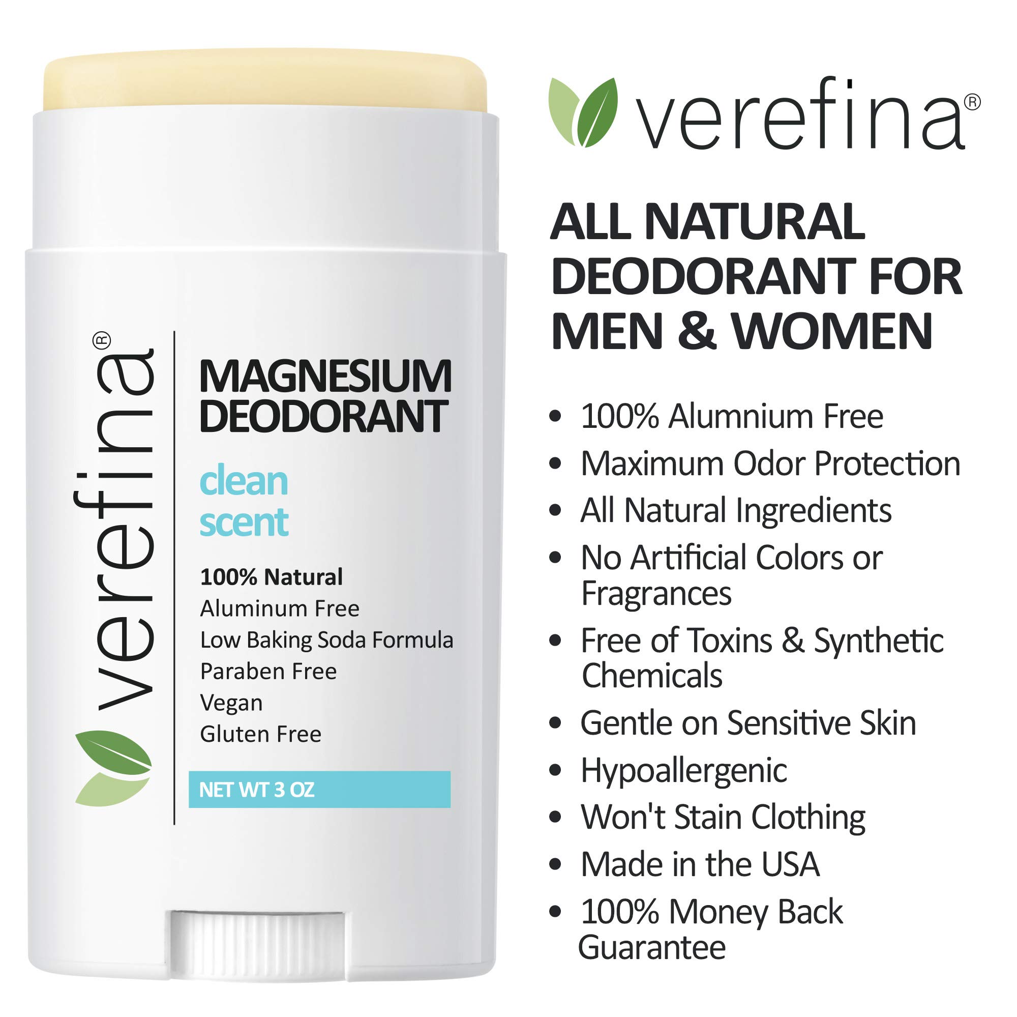 Natural Aluminum-Free Deodorant for Men & Women - Hypoallergenic, Vegan, Cruelty-Free & Non-Toxic | Paraben-Free & Sensitive Skin Safe | 3 Oz Stick | Ideal for Gym, Work & Daily Freshness