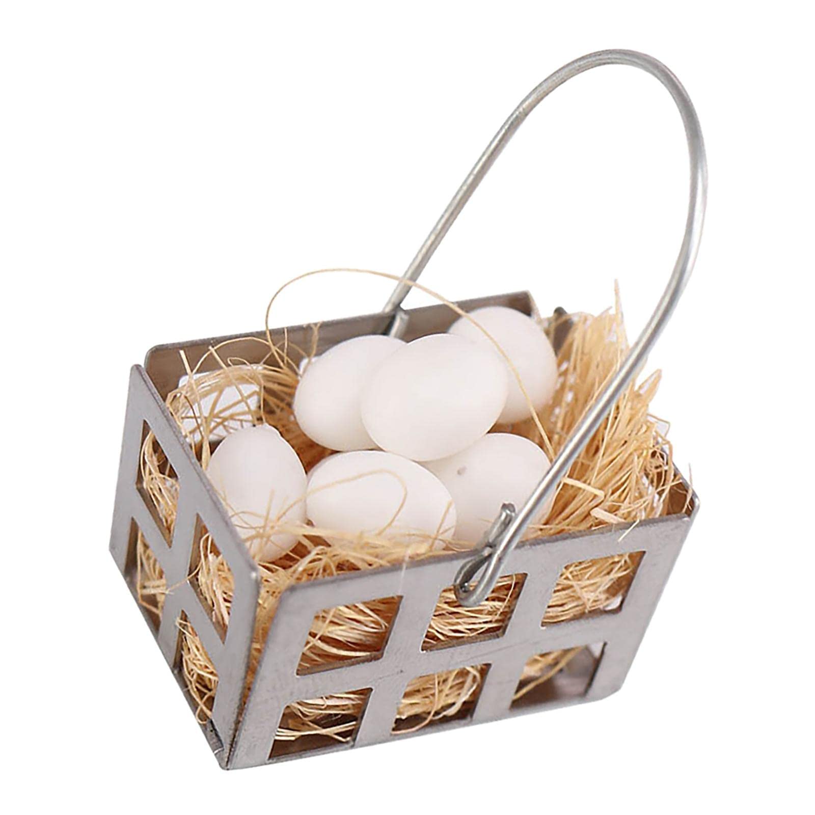 Harilla Miniature Dollhouse Egg Basket - Tiny Pretend Play Props for Kids, DIY Dollhouse Accessories, Miniature Easter Decor - Perfect for Dollhouse Scenes, Playtime & Collectibles