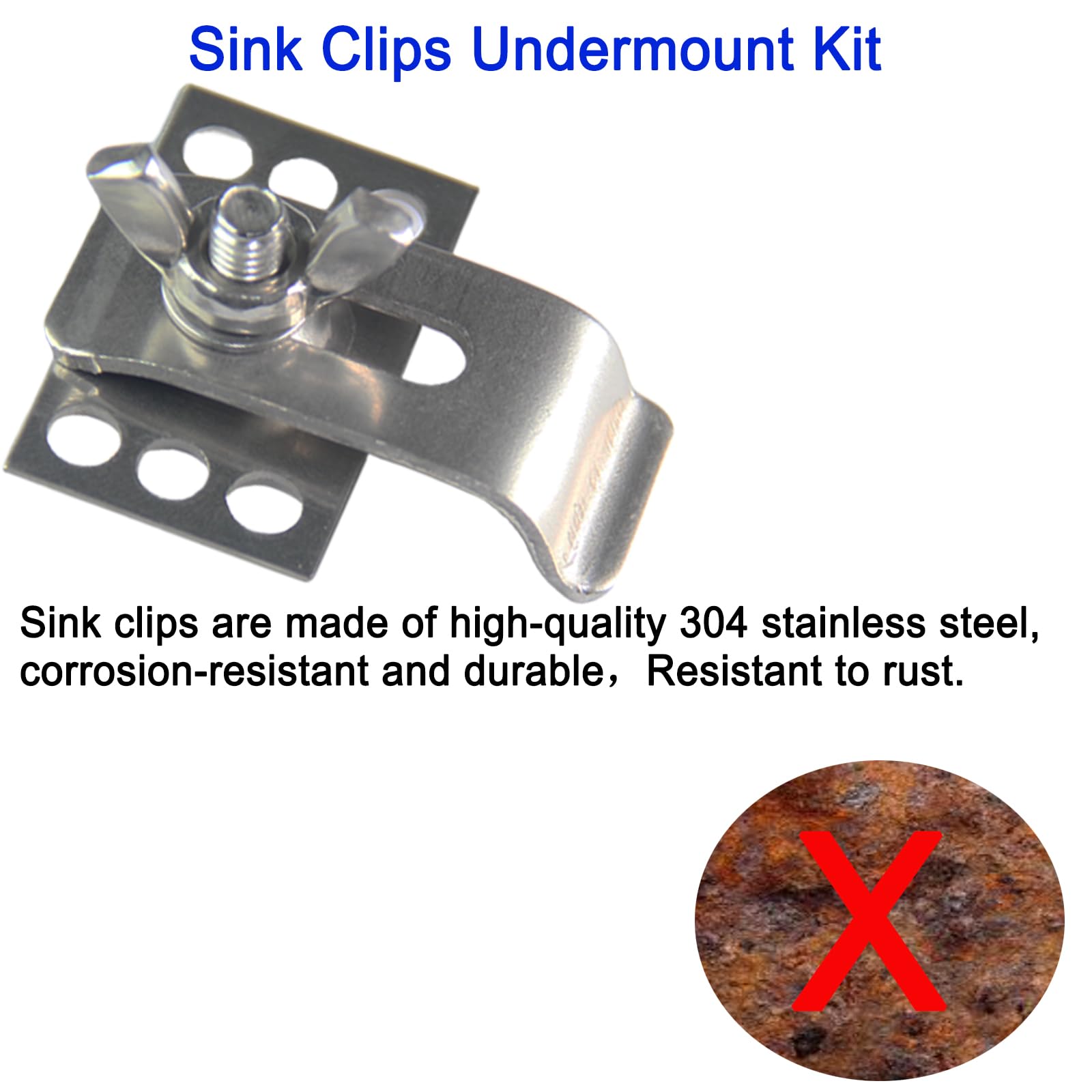 10 Pack 304 Stainless Steel Undermount Sink Clips - Heavy Duty Kitchen Sink Brackets & Bathroom Sink Supports - Rustproof Sink Mounting Hardware for Secure Installation (Epoxy Not Included) - Perfect for DIY Kitchen Renovation & Bathroom Remodeling Projects