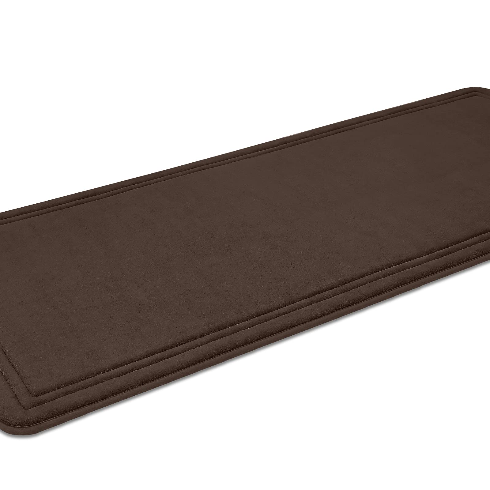 ITSOFT Memory Foam Bath Mat 59x23 Inch - Non-Slip Quick Dry Absorbent Bathroom Rug - Machine Washable Shower Mat for Tub & Bathroom Floor - Chocolate Brown - Perfect for Spa-Like Bathroom Comfort & Safety