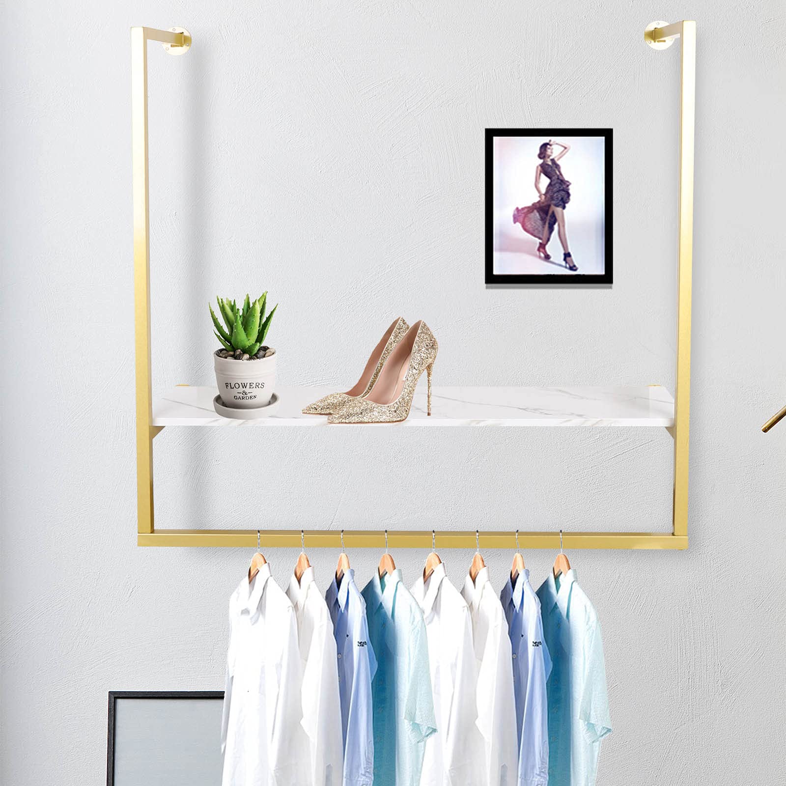 CNCEST F-Shaped Wall Mounted Clothes Drying Rack - Heavy Duty Metal Space Saving Laundry Hanger for Balcony, Bathroom, Patio & Bedroom - Perfect for Small Apartments, Dorm Rooms & Tight Spaces