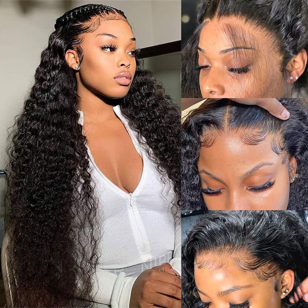 32 Inch Deep Wave Lace Front Wigs Human Hair - Pre Plucked with Baby Hair, 180% Density Brazilian Virgin Hair, Glueless Wigs for Women - Perfect for Daily Wear, Cosplay, and Special Occasions