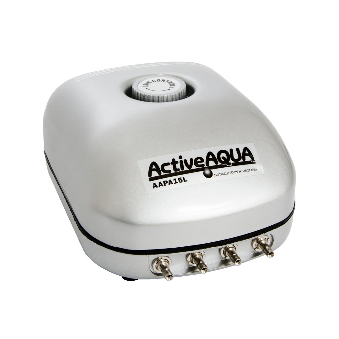 Active Aqua Air Pump 4 Outlets - 6W, 15 L/min High Oxygen Output for Hydroponics, Aquariums & Fish Tanks - Quiet Aerator for Indoor & Outdoor Use