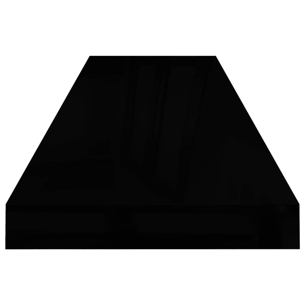 4-Pack Floating Wall Shelves - High Gloss Black MDF Wall Mounted Display & Storage Shelves (35.4