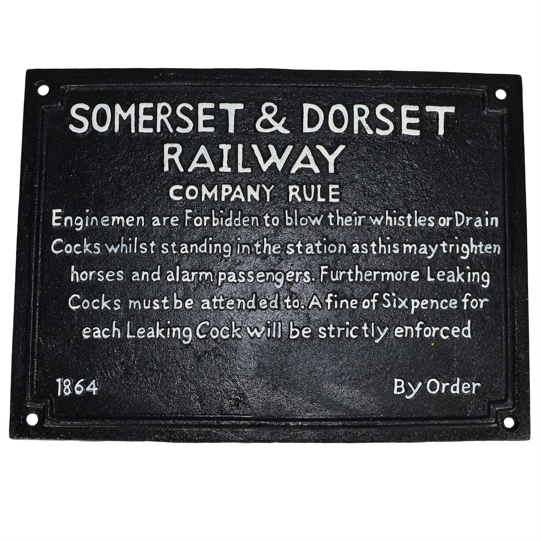 AB Tools Somerset & Dorset Railway Vintage Cast Iron Train Sign - Rustic Wall Plaque for Home, Garden, Fence, Gate & Door Decor | Perfect for Train Enthusiasts & Vintage Style Interiors