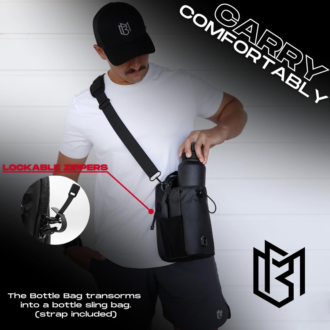 Magnetic Bottle Sling Bag for Men & Women - Hands-Free Gym Bag with Magnetic Attachment for Water Bottles, Phones & Essentials - Perfect for Workouts, Travel, Hiking & Sports - Keep Items Secure & Off Dirty Floors