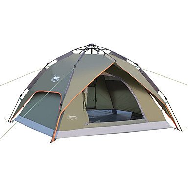 FHGJ 3-4 Person Double Layer Camping Tent - Automatic Setup, Waterproof & Rainproof (2000-3000mm Oxford Fabric) for Outdoor Adventures - Perfect for Family Camping, Hiking Trips, and Backpacking in All Seasons