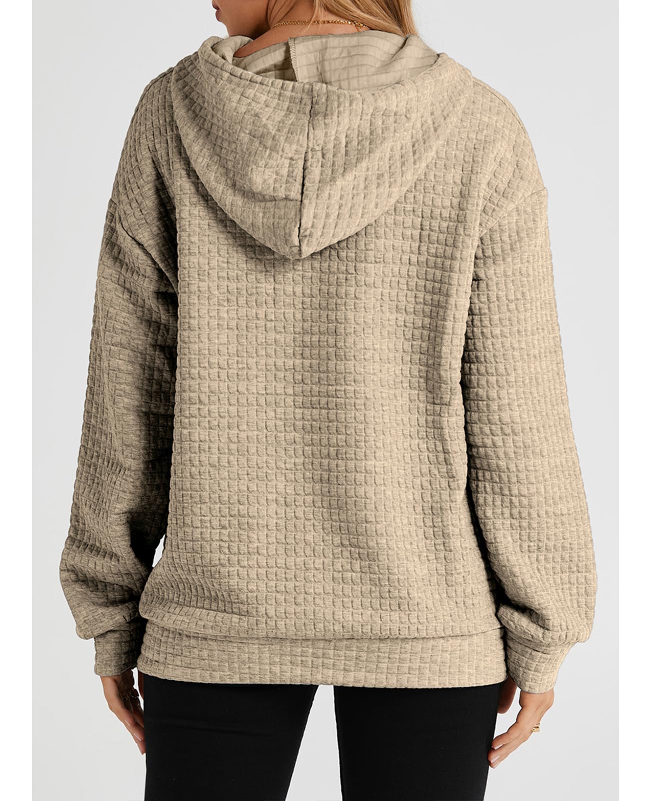SELINK Women's Casual Pullover Waffle Hoodie - Long Sleeve Drawstring Hooded Sweatshirt with Pocket | Cozy Loungewear for Fall & Winter, Perfect for Home, Workouts and Outdoor Activities