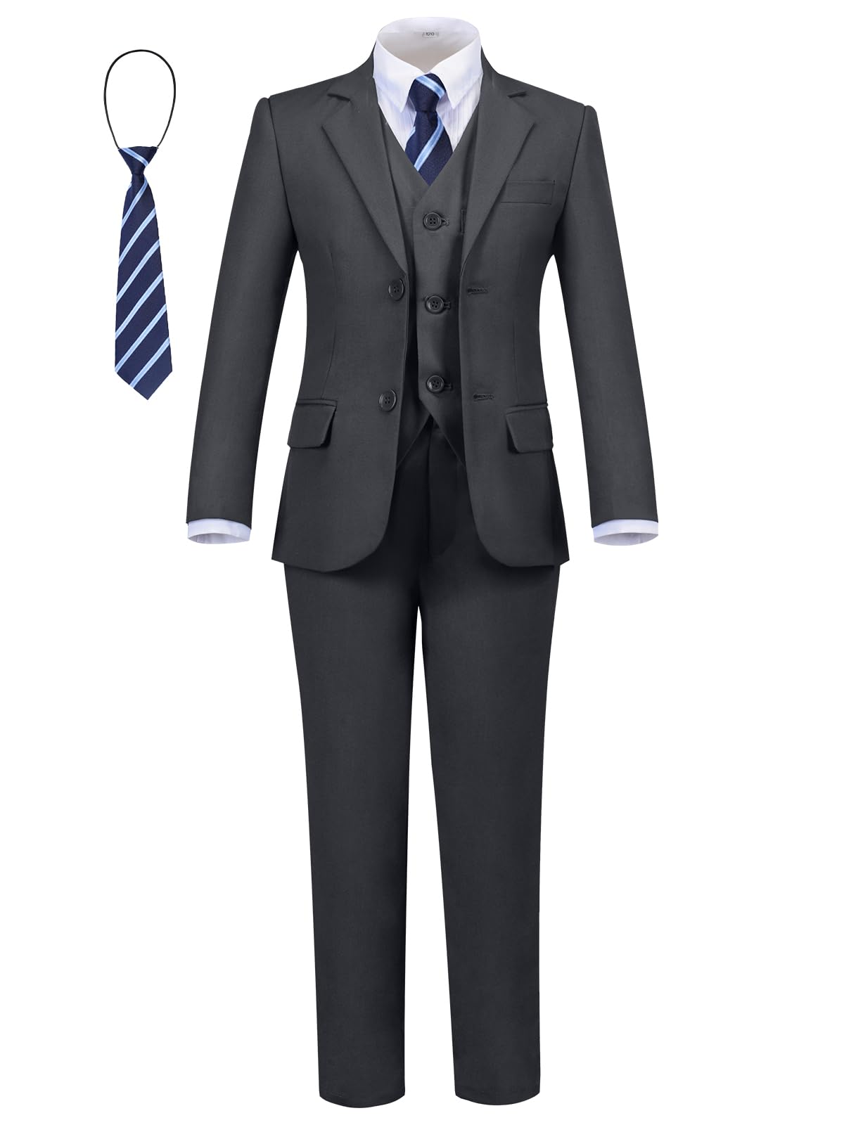 Rescay Boys' Slim Fit 5-Piece Formal Suit Set | Wedding Ring Bearer Suit | Kids Tuxedo for Special Occasions | Perfect for Weddings, Parties & Formal Events