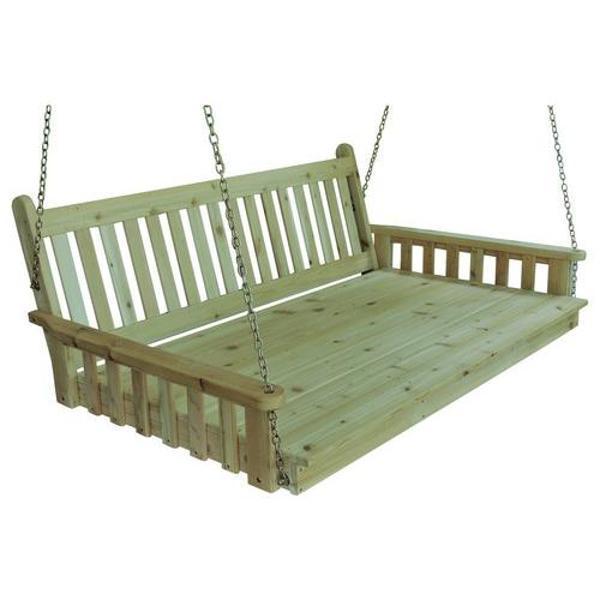 Premium Yellow Pine 75 Twin Mattress - Traditional English Swing Bed for Outdoor Porch, Garden, or Patio Relaxation