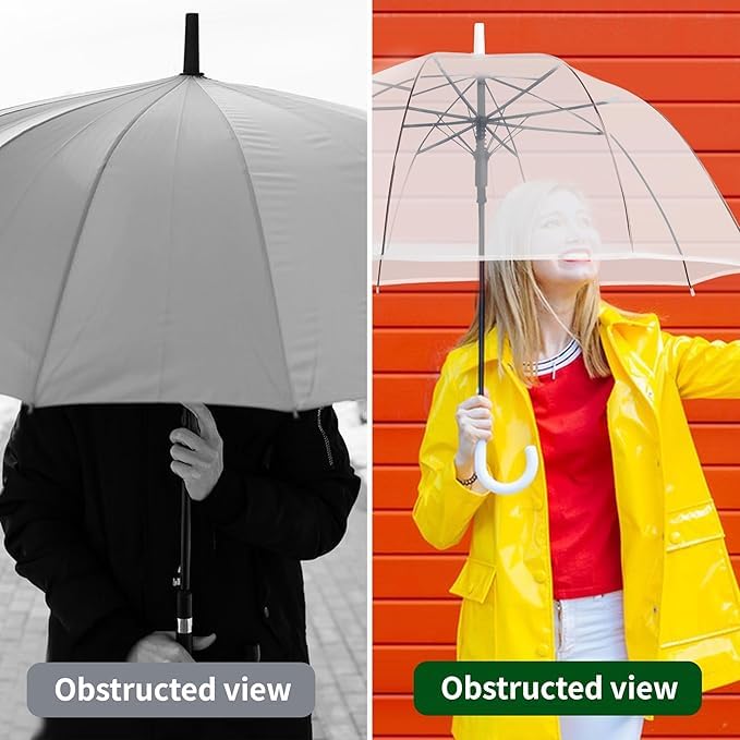 Clear Bubble Umbrella for Adults - Large Rainproof Canopy with Automatic Open - Transparent Windproof Umbrella for Rain - Perfect for Weddings, Graduation, Outdoor Events & Daily Commute