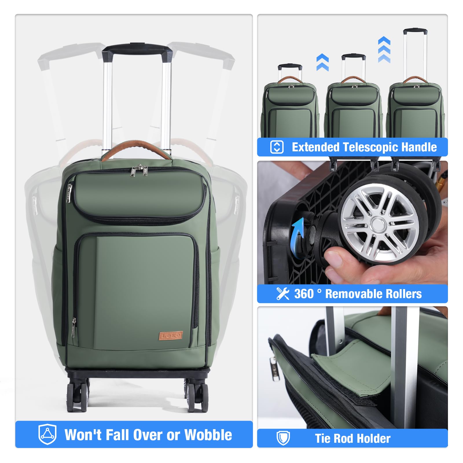 **18 Inch Waterproof Rolling Backpack with 360° Wheels – Airline Approved Convertible Travel Backpack for 15.6