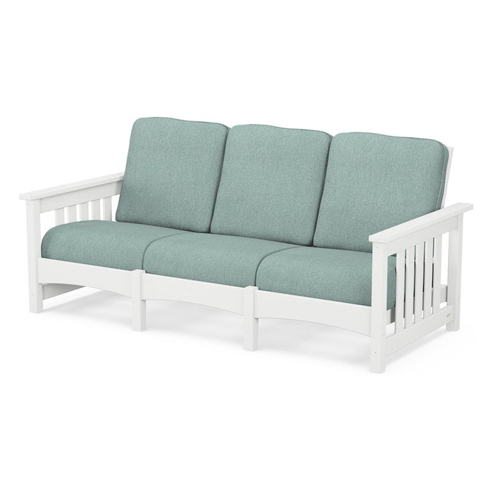 POLYWOOD Mission Sofa - Durable Outdoor Furniture Set for Patio, Garden & Poolside - Weather-Resistant Recycled Plastic Loveseat with Cushions - Perfect for Backyard, Deck & Porch Relaxation
