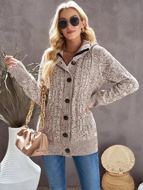 Cozy Casual Hooded Cardigan Sweater for Women - Soft Fleece Long Sleeve Open Front Jacket | Perfect for Fall, Winter, Lounge Wear & Outdoor Activities