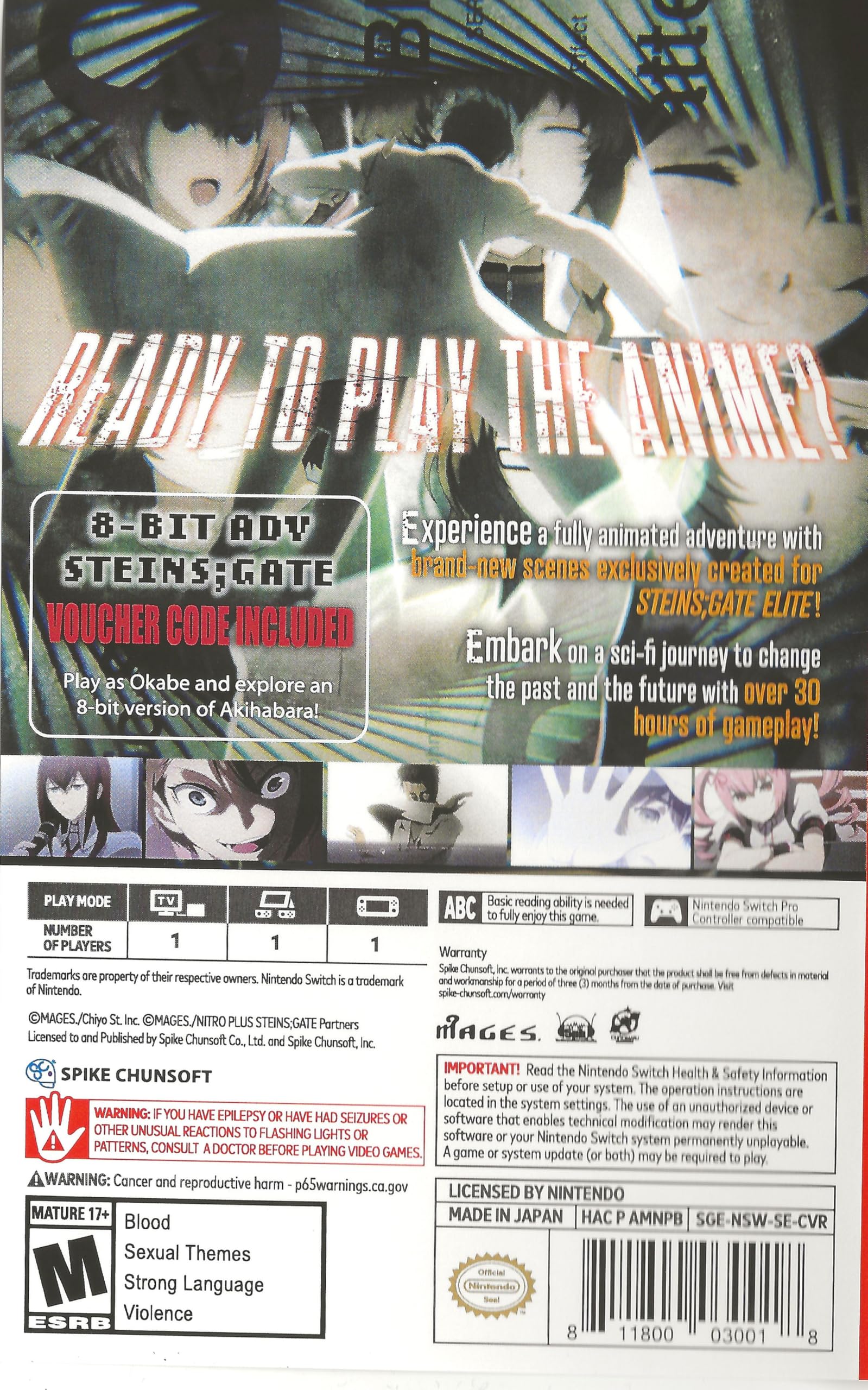 STEINS;GATE ELITE - Nintendo Switch Game | Sci-Fi Visual Novel Adventure | Perfect for Anime Fans & Story-Driven Gamers | Play at Home or On-The-Go