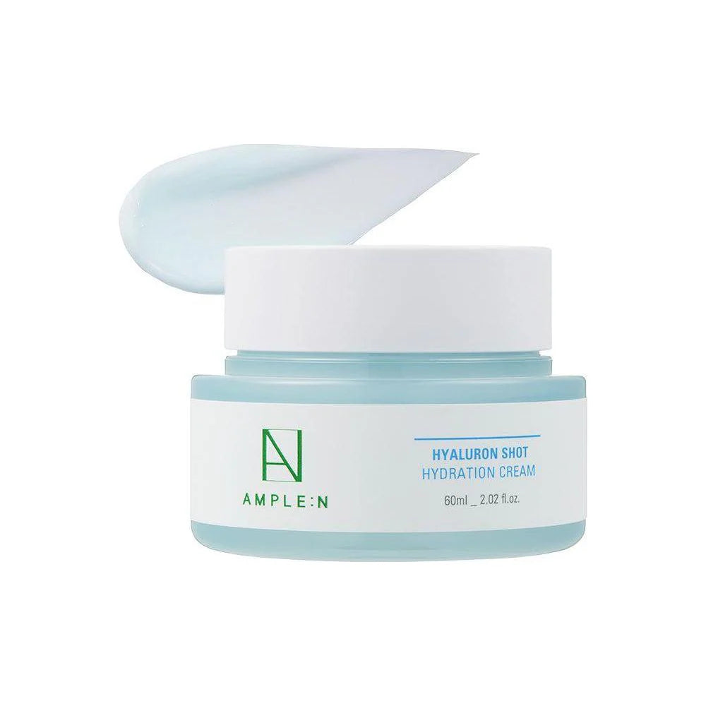AMPLE:N Hyaluron Shot Hydration Cream 60ml - Intense Moisturizing Face Cream with Hyaluronic Acid for Dry Skin - Day & Night Hydrating Skincare for Women & Men