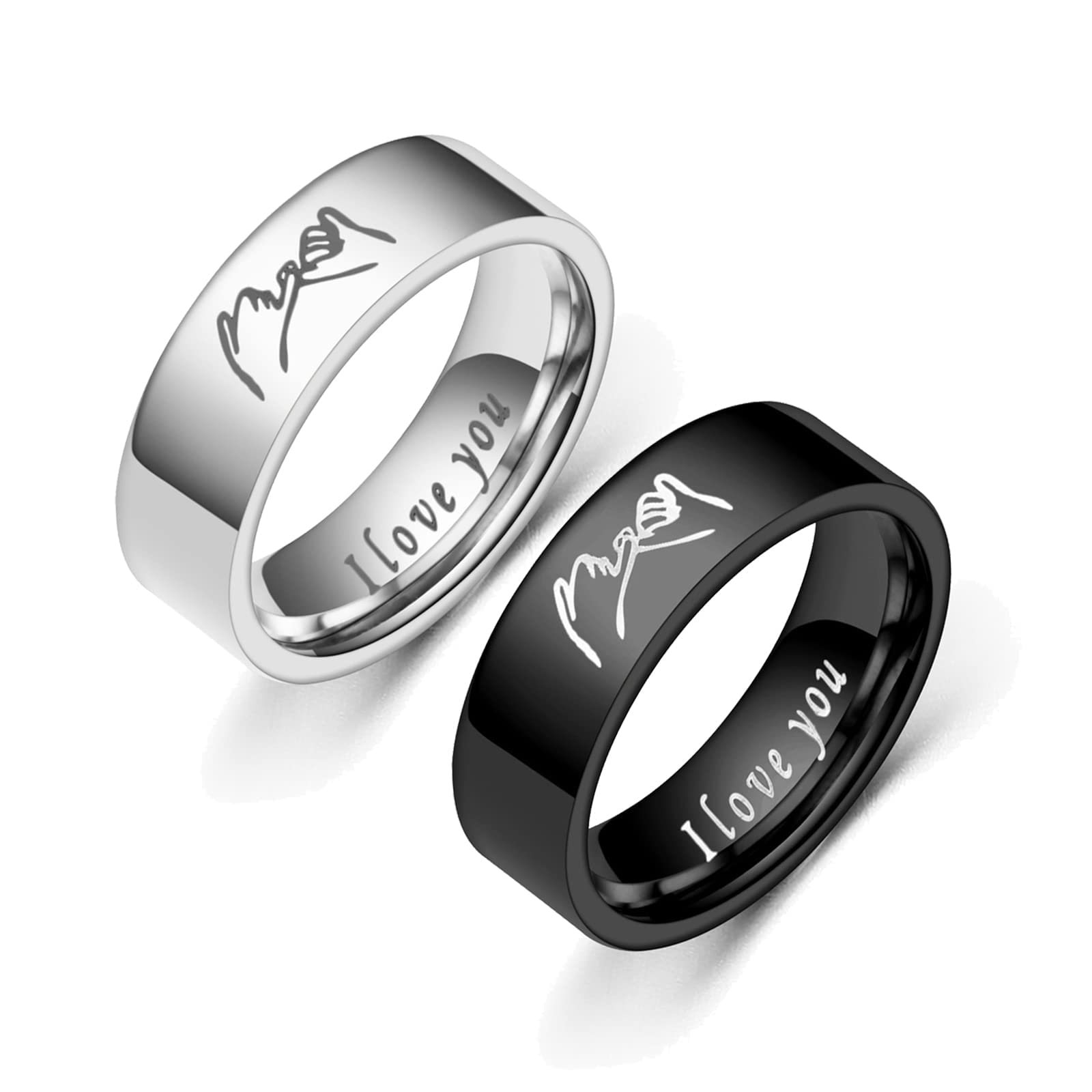 2PCS Pinky Promise Rings for Couples - Matching Friendship & Wedding Bands for Women & Men - Perfect for Anniversaries & Proposals