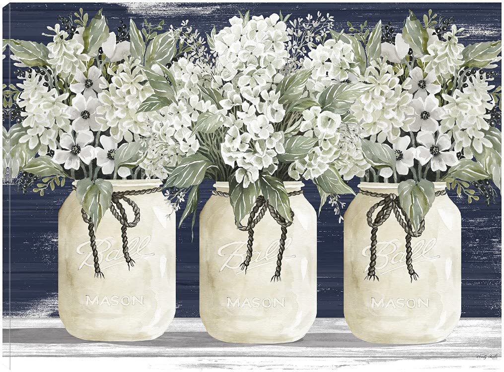 Elegant White Floral Trio Canvas Wall Art - Hand Painted by Artist Cindy Jacobs - 32x24 Inches - Perfect for Living Room, Bedroom, Office Decor - Ready to Hang - Home & Commercial Use in Hotels, Restaurants, and Spas