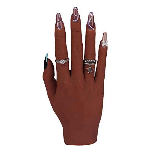 Flexible Silicone Practice Hand for Acrylic Nails - Moveable Nail Training Hand for DIY Nail Art, Manicure Practice & Print Design - Durable & Non-Slip for Realistic Training (Perfect for Beginners, Nail Tech Students & Home Salon Practice)