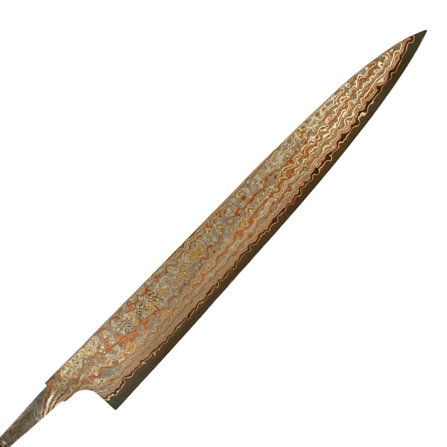 Takeshi Saji VG-10 Nashiji Rainbow 270mm Sujihiki Slicing Knife - No Handle - Premium Japanese Chef Knife for Sushi, Meat & Delicate Slicing