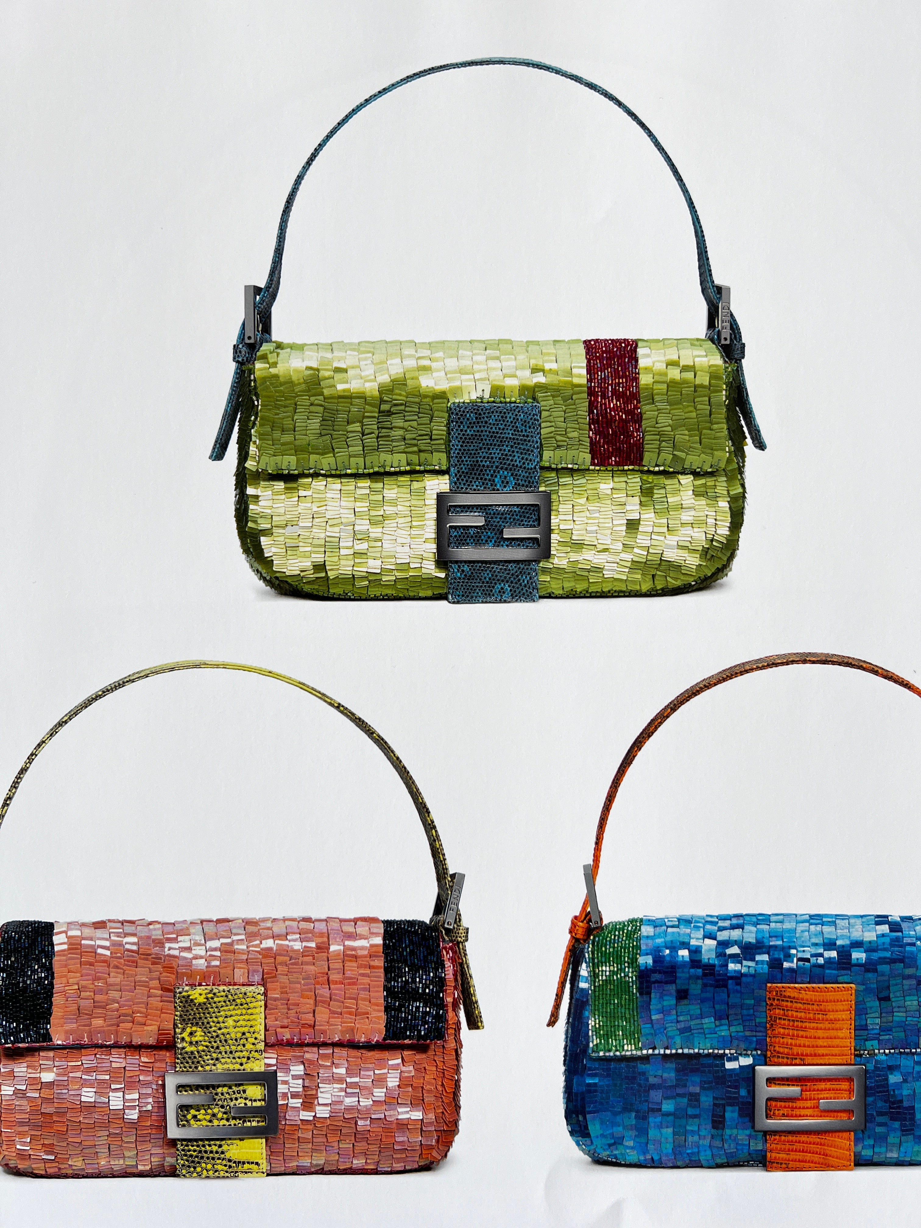 Vintage Fendi Sequin Baguette Bag - Luxury Designer Shoulder Purse for Women | Perfect for Evening Parties, Weddings & Special Occasions