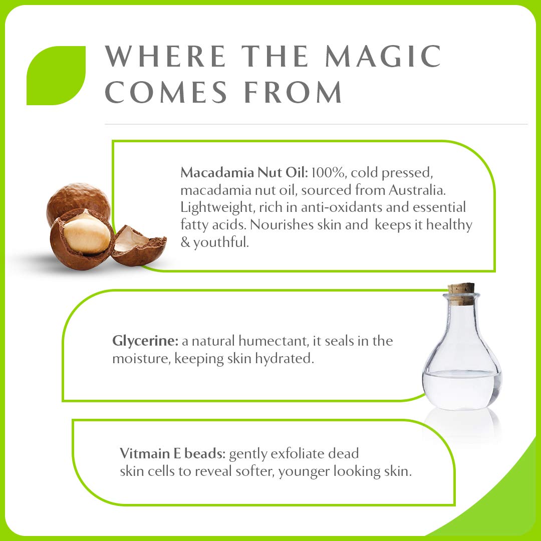 Relaxing Macadamia Exfoliating Body Wash - Sulfate & Paraben Free Cleansing Gel (200ml) for Smooth Skin - Perfect for Shower & Spa Days