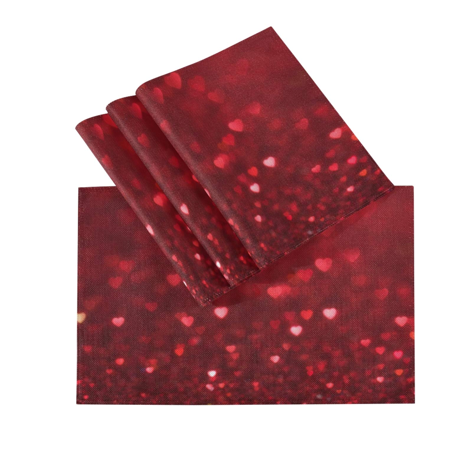 ALAZA Romantic Heart Red Valentine's Day Placemats Set of 4 - Non-Slip Vinyl Dining Table Mats 12x18 Inches for Kitchen & Home Decor - Perfect for Valentine's Dinners, Anniversary Celebrations & Romantic Date Nights