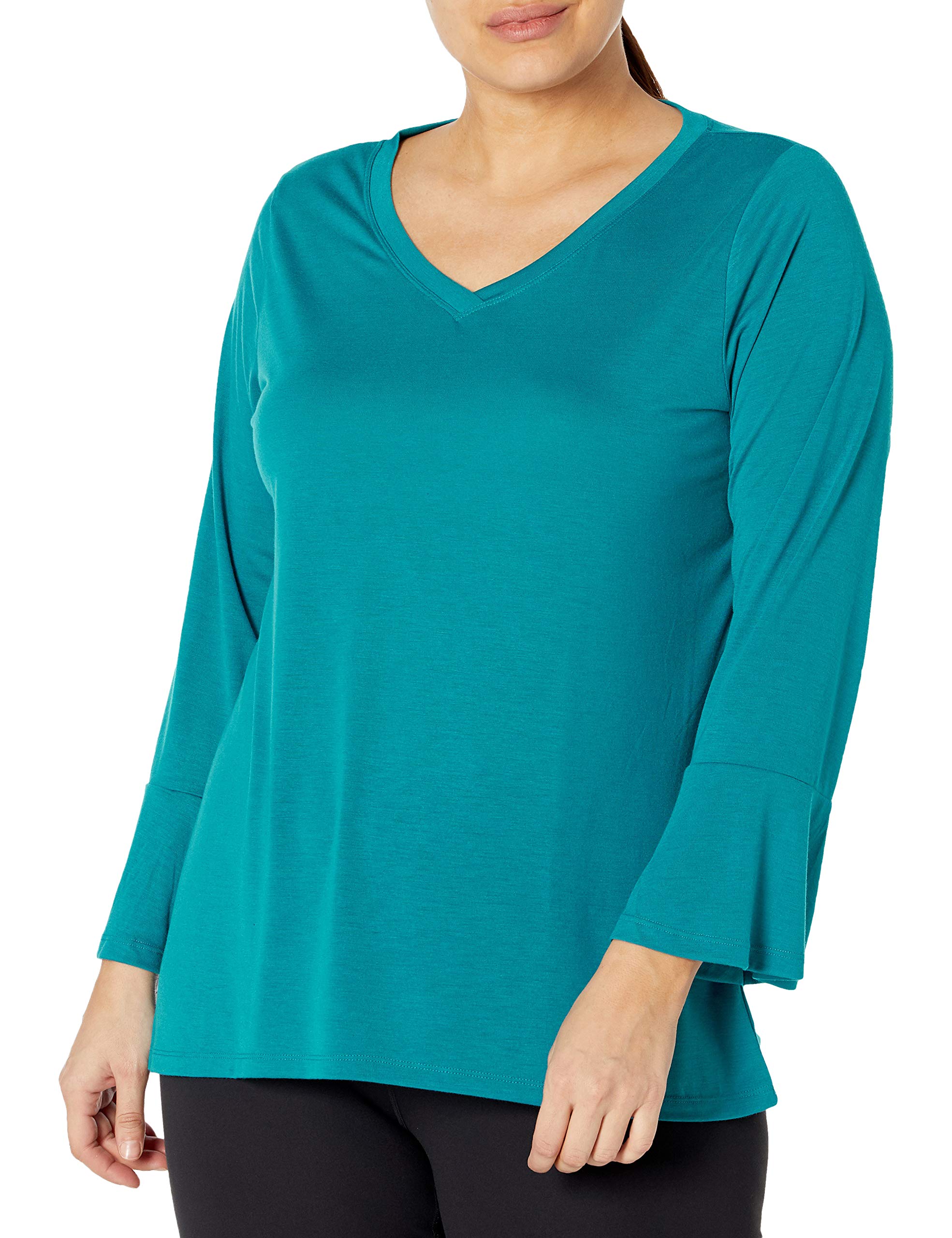 JUST MY SIZE Women's Plus Size Bell Sleeve Tunic Top - Flowy Casual Blouse for Work, Date Night & Everyday Wear