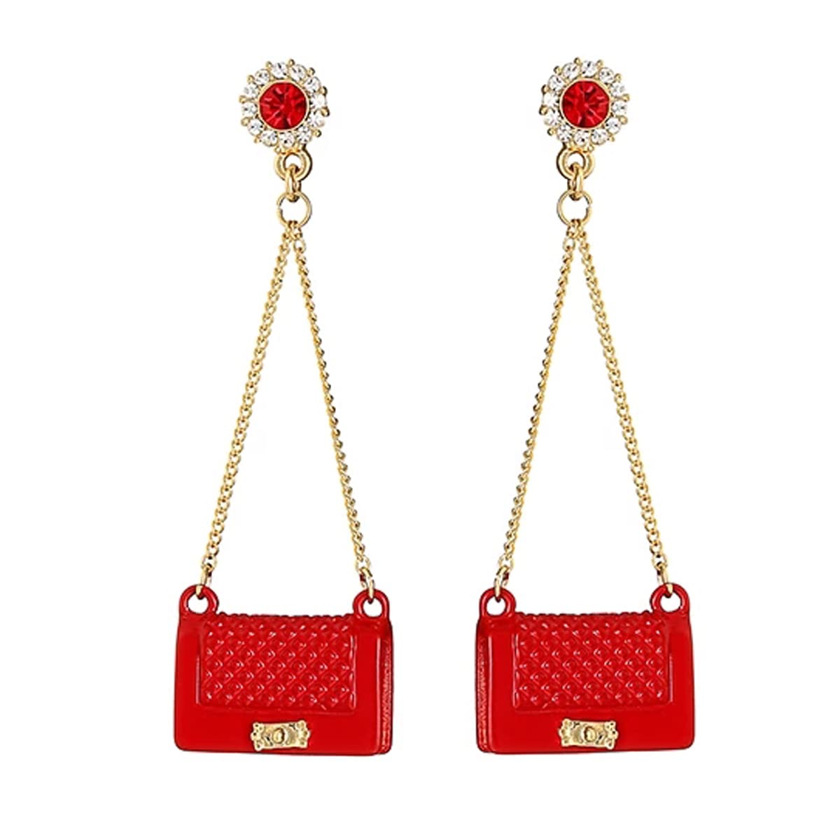 Elegant Women's Long Chain Tassel Handbag Earrings - Fashionable Dangle Drop Earrings for Women & Girls - Perfect Jewelry Accessory for Shopping, Parties & Date Nights
