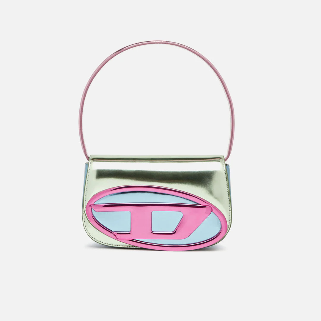 DIESEL 1DR PLAQUE SHOULDER BAG (PINK MIX) - Stylish Crossbody Purse for Women, Fashionable Leather Handbag - Perfect for Work, Travel & Everyday Use
