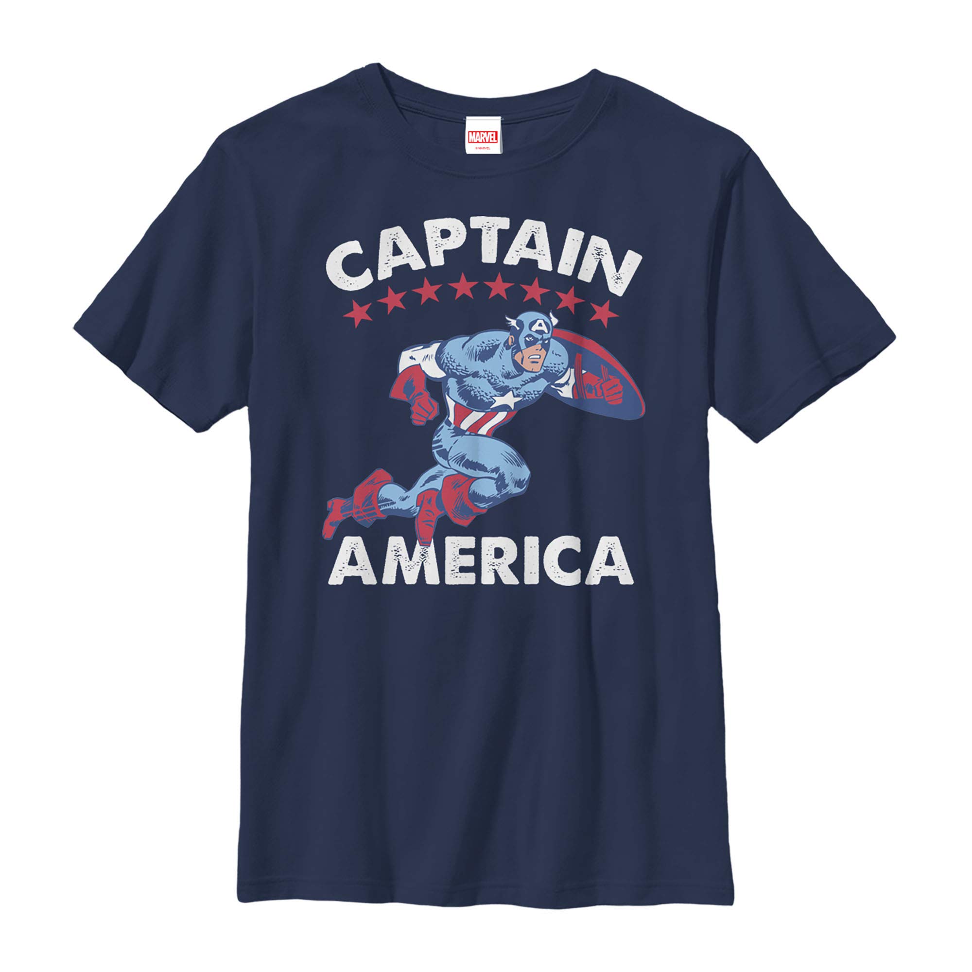 Marvel Boys' Captain America Retro 4th of July T-Shirt - Patriotic Superhero Costume for Independence Day Celebrations & Comic Con Events