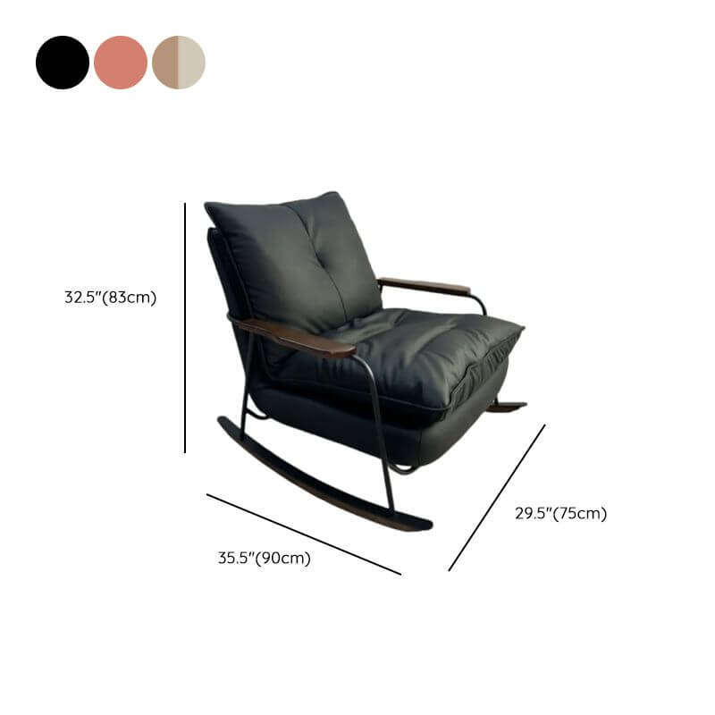 Premium Upholstered Rocking Chair with Padded Track Arms - Comfortable Nursery Glider for Breastfeeding & Living Room Relaxation