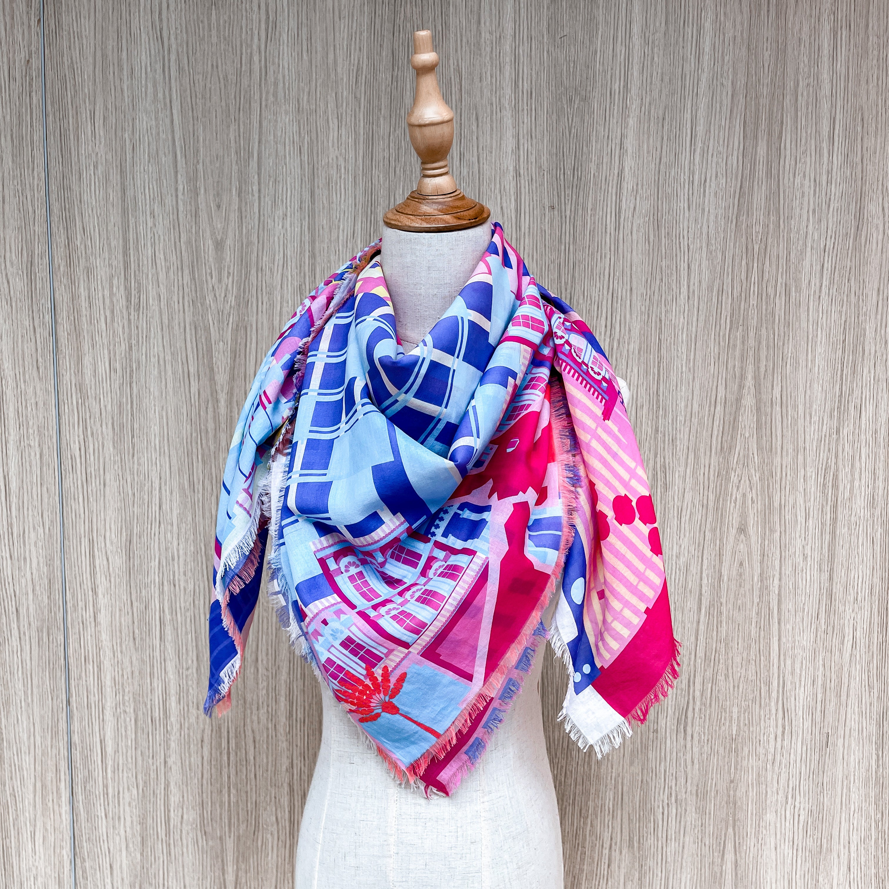 Vibrant Singapore-Themed Cotton Scarf - Lightweight & Breathable Fashion Accessory for Women - Perfect for Travel, Gifts, and Everyday Style