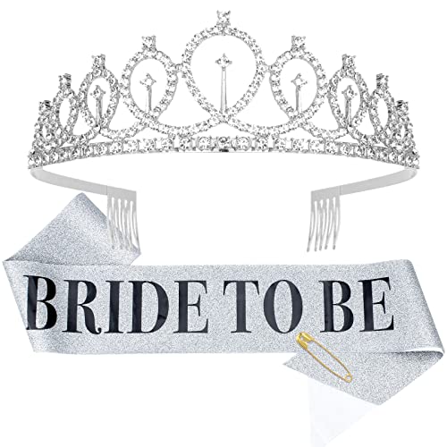 CIEHER Bridal Shower & Bachelorette Party Decorations Set - Bride Sash, Tiara & Crown for Women - Perfect Wedding, Engagement & Bridal Shower Gifts - Ideal for Bachelorette Parties, Wedding Showers & Bride-to-Be Celebrations
