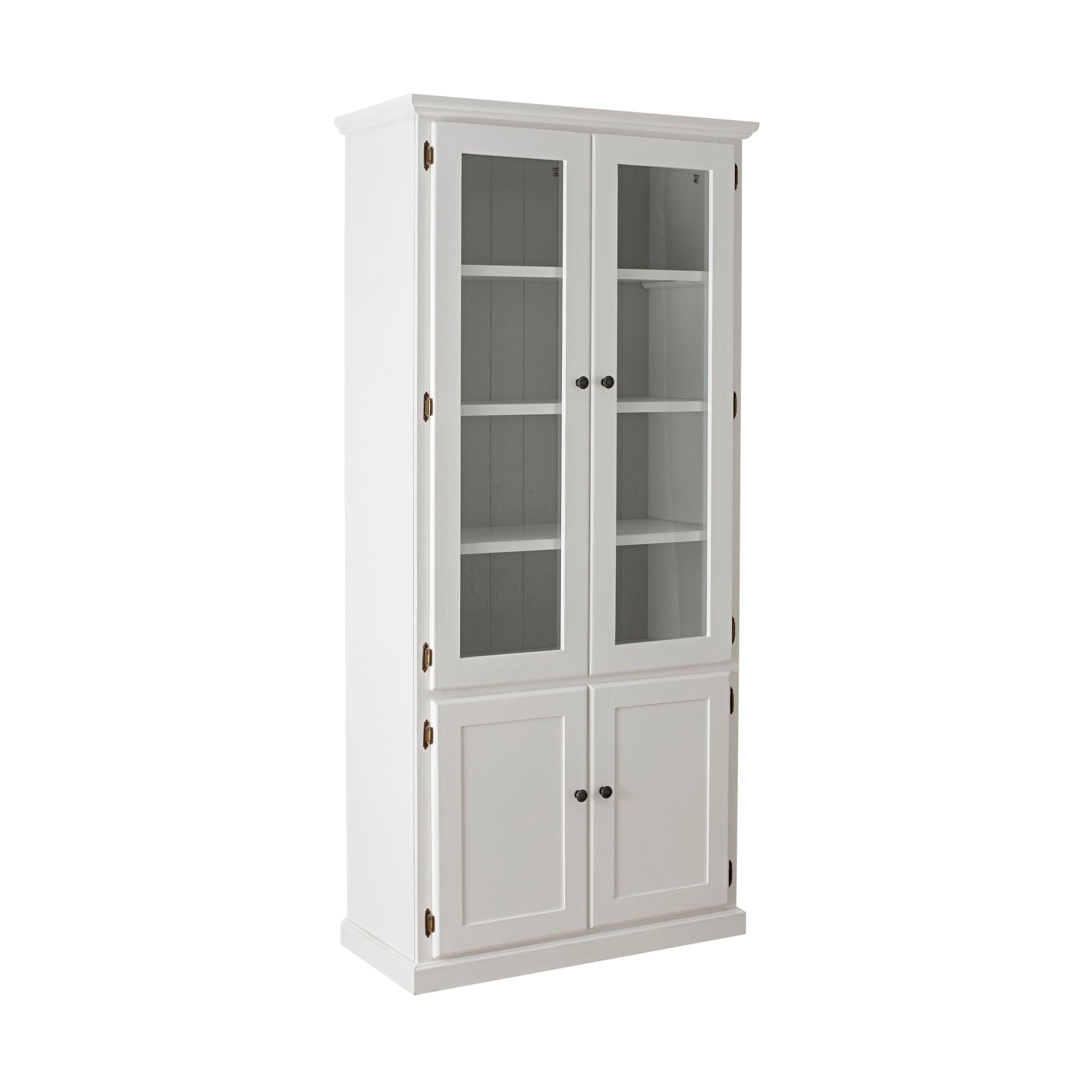 Armand 4 Door Glass Display Cabinet 94.6 x 206cm White - Perfect for Living Room, Dining Room & Office Storage & Display