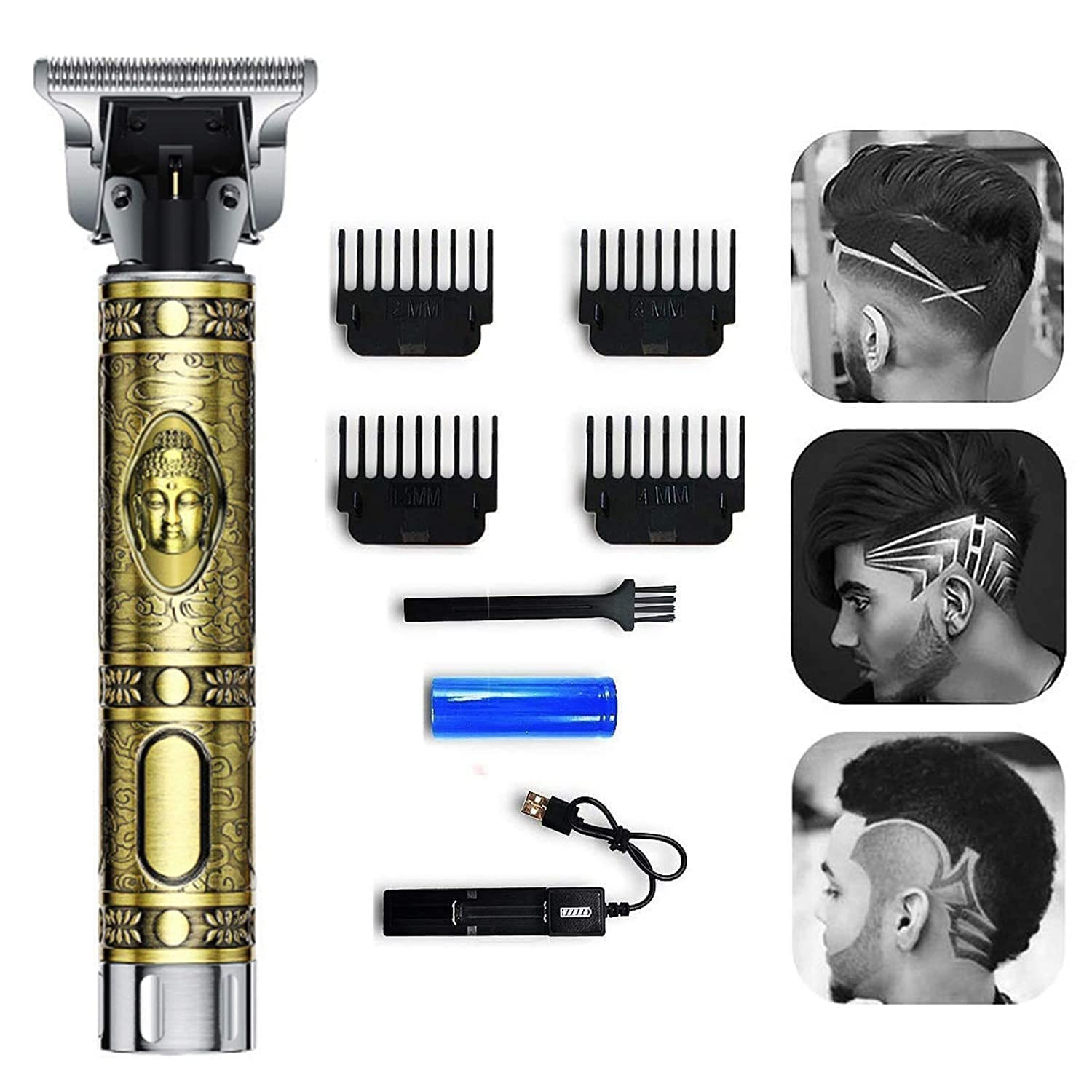 Supriya Professional Hair Clipper for Men - Adjustable Blade Buddha Style Trimmer with 1200mAh Battery (Metal Body) - Perfect for Home Grooming, Barber Shops & Travel