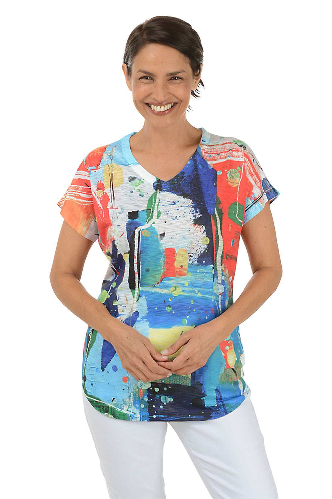Stylish Petite Malibu Short Sleeve Slub Knit Top for Women | Casual Summer T-Shirt | Perfect for Beach Outings and Weekend Wear