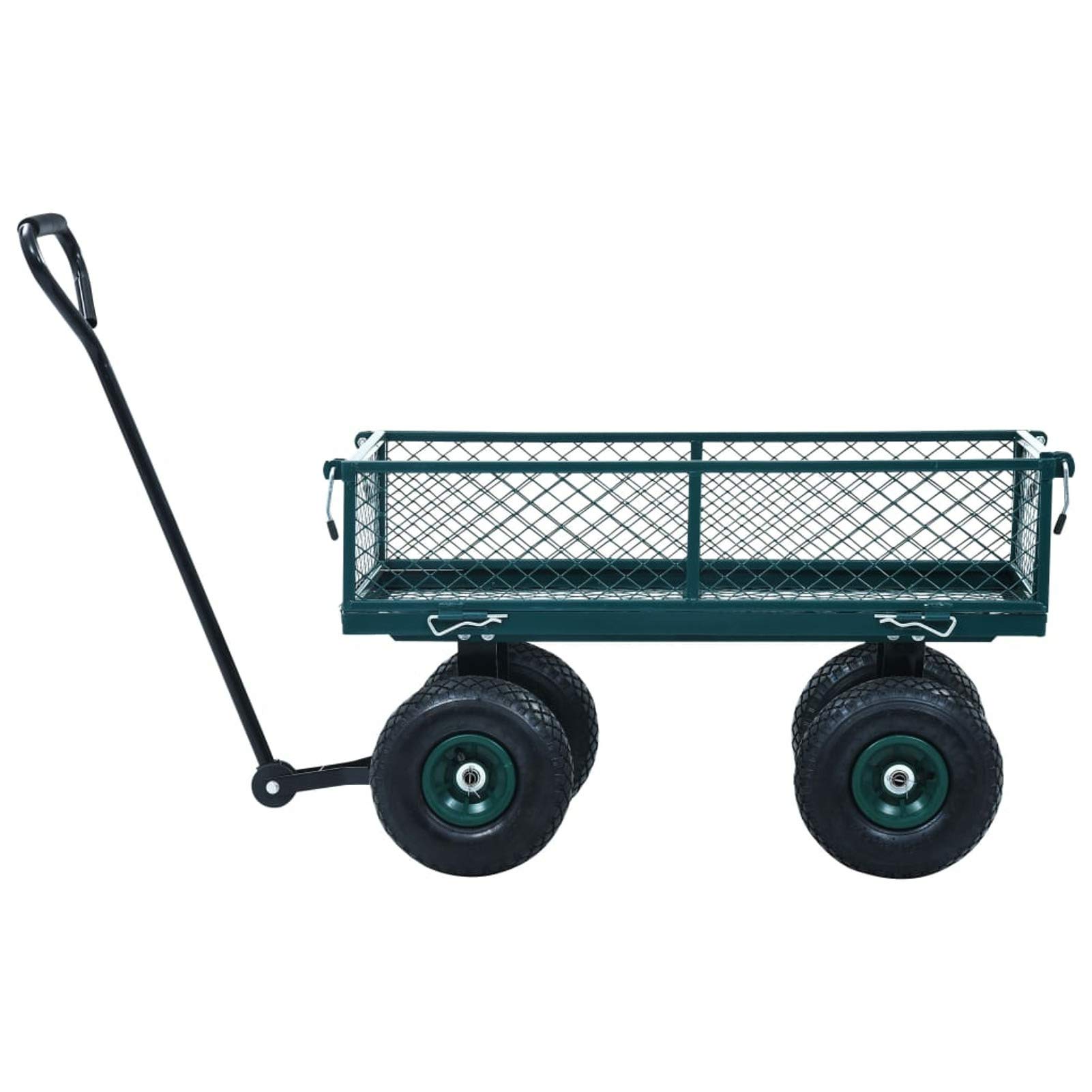 Heavy Duty Garden Trolley Cart with Steel Frame & Padded Handle - 551 lbs Capacity Utility Wagon with Openable Side Panels & Wheels - Perfect for Grocery Shopping, Camping Trips, Gardening, Beach Outings & Yard Work (Green)