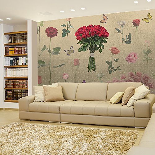 Roses and Butterflies With Heart Background